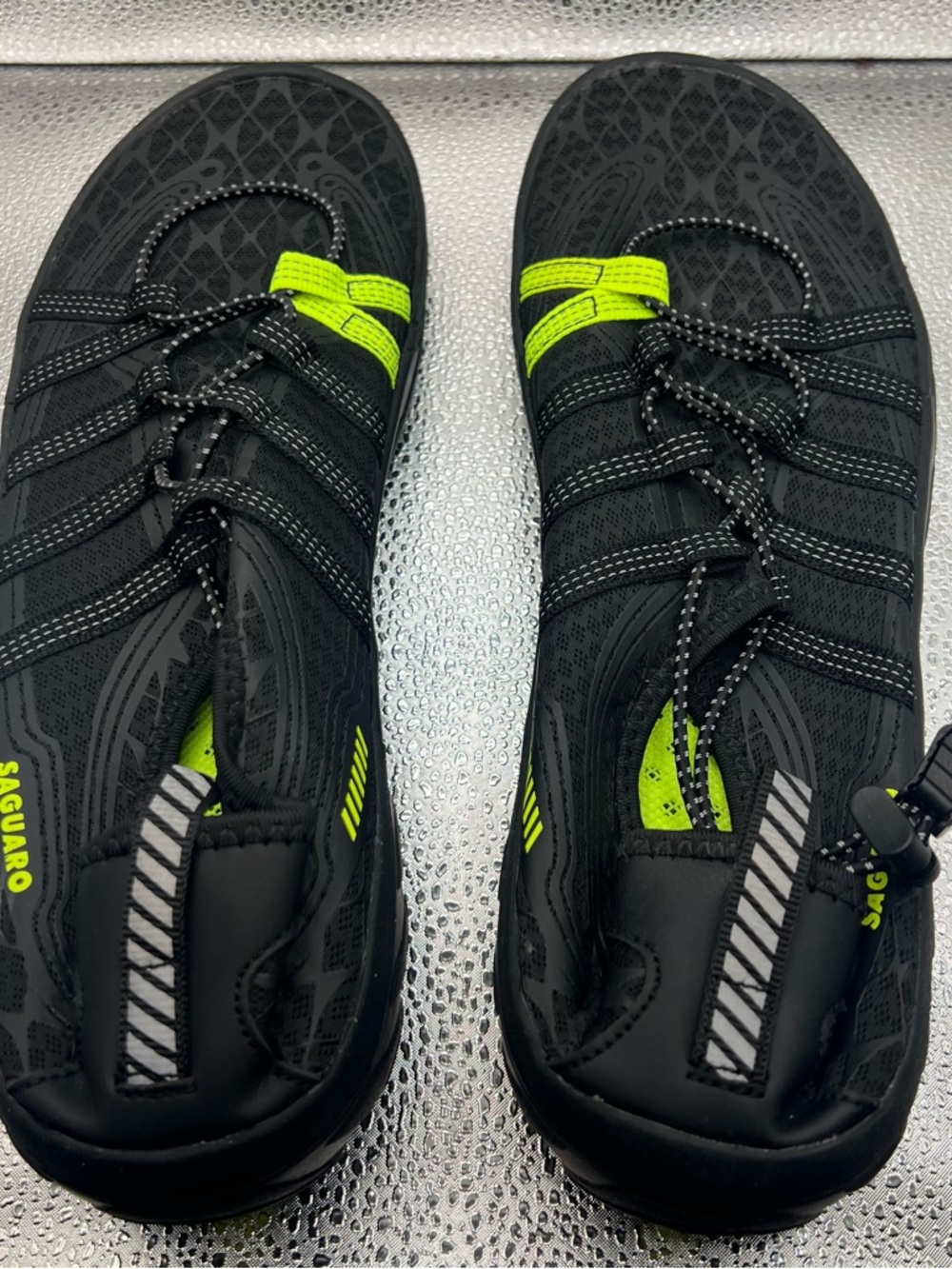 Saguaro Men's Black Athletic Shoes with Neon Yellow Accents